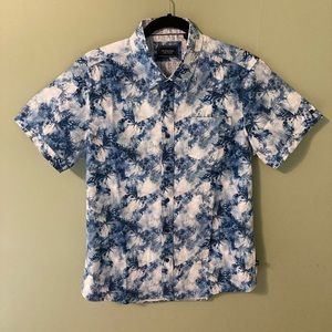 Blue butterfly button up shirt